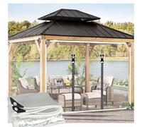 Lona Transparentes Impermeable Exterior con Ojales 2.4x2.4m,Lona de Plástico PVC de 0,35 mm con 2 Cremallera,Toldo Transparente Exterior Terraza para Cenador, Balcón,Muebles de Jardín