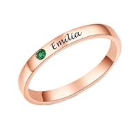 LONAGO Anillo de plata de ley 925 con nombre personalizado, color blanco, amarillo, oro rosa, grabado personalizable, para mujeres y niñas, Piedra preciosa, Zircón