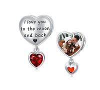 LONAGO Charm Personalizado con Foto para Mujer Plata de Ley 925 Te Quiero Hasta la Luna y Más Allá Talón Charm