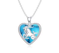 LONAGO Collar con los 12 signos del zodíaco 925 Plata de Ley Astrología Horóscopo con Colgante de Turquesa Creado Collar, Cuore, Plata esterlina, Turquesa