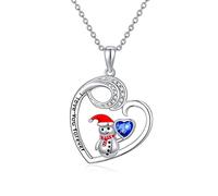 LONAGO Collar de Muñeco de Nieve Plata de Ley 925 Te Amare por Siempre Monigote de Nieve Colgante Collar Joyas para Navidad