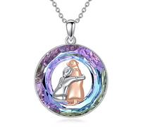 LONAGO Collar de Perro para Niña Plata de Ley 925 Niña Tenencia Perro con Cristal Colgante Collar Joyas