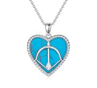LONAGO - Collar de plata de ley 925 con cáncer de Géminis con colgante de turquesa para mujer, Cuore, Plata esterlina, Turquesa