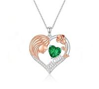 LONAGO Collar de plata de ley S925 con piedra natal para mujer, colgante de madre de Jan-Dez, piedra natal de Jan-Dez, turquesa, ópalo/perla de agua dulce