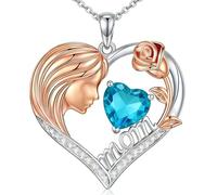 LONAGO Collar de plata de ley S925 con piedra natal para mujer, colgante de madre de Jan-Dez, piedra natal de Jan-Dez, turquesa, ópalo/perla de agua dulce