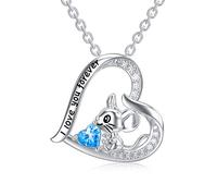 LONAGO Collar de Ratón Plata de Ley 925 Te Amare Por Siempre Lindo Raton Colgante Collar Joyería para Mujer