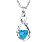 LONAGO Collar de Turquesa Simulada Plata de Ley 925 Te Amare Por Siempre Infinidad Colgante Collar Joyería para Mujer