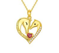 LONAGO Collar para mujer de plata 925 para madre e hija, collar de oro de 14 quilates, forma de corazón, piedra de nacimiento I Love You Ever (Jan)