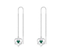 LONAGO Pendientes de lazo celta plata de ley 925 buena suerte irlandesa con esmeralda sintética pendientes para regalar
