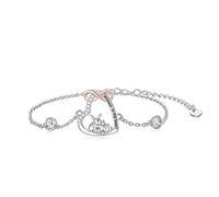 LONAGO Pulsera Conejo Plata de Ley 925 Siempre en Mi Corazón Dos Lindos Pulsera de Conejito Joyas para Mujeres