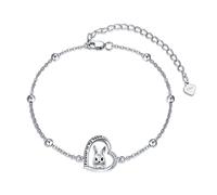 LONAGO Pulsera Conejo Plata de Ley 925 Siempre en Mi Corazón Linda Conejito Pulsera Joyas para Mujeres