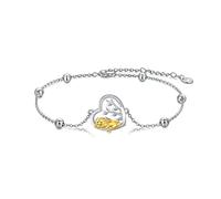 LONAGO - Pulsera de animales de plata de ley 925, lindo conejito, koala, mono, vaca, tigre, león, joyería para mujer, 17.78 Zentimeter, Plata de ley, Cubic Zirconia