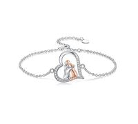LONAGO Pulsera de Perro para Mujer Plata de Ley 925 Niñas Tenencia Lindo Perro Pulsera Joyas