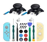 LONANDY Paquete de 2 joysticks Joycon, kit de reparación Joycon, piezas de repuesto para Nintendo Switch, Switch Lite y Switch OLED, incluye agarres para el pulgar, hebillas de bloqueo de metal