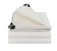 Lonas Blancas Resistentes al Agua - Gran Cubierta Protectora Multiusos con Ojales metálicos, Lona de Polietileno Resistente a la Intemperie para Acampar al Aire Libre, Piscina, automóvil y t