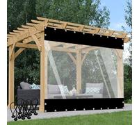 Lonas de PVC transparente resistentes - Cortina impermeable para exteriores, panel de lona a prueba de polvo para invernadero, patio, jardín, pabellón, color negro, 1,8 x 2 m