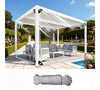 Lonas Impermeables Exterior 385 x 470 cm, Thick Waterproof PVC, Multipurpose Awning, Rain Resistant, Strengthen Wind Heavy Duty Tarpaulin Waterproof with Eyelets for Outdoor Plants, A