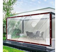 Lonas Impermeables Exterior Transparente 100 x 640 cm, Transparente Impermeable, Reinforced PVC, Durable Tear Resistant Multipurpose, Heavy Duty Transparent Tarpaulin Eyelets for Outdoor Plants, A