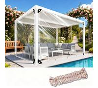 Lonas Impermeables Exterior Transparente 425 x 470 cm, Transparente Impermeable, Reinforced Pvc, Durable Tear Resistant Multipurpose, Heavy Duty Tarpaulin Waterproof with Eyelets for Outdoor Plants, A