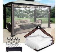 Lonas impermeables transparentes de 6 x 8 pies, lona de PVC transparente resistente para pabellones de jardín, protección al aire libre, resistente al viento y al agua, de 4 a 20 pies