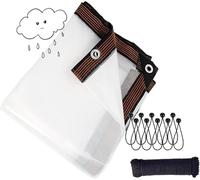 Lonas Impermeables Transparentes De Alta Resistencia para Uso Exterior: Cubierta De Vinilo Transparente con Ojales, Ideal para Jardinería, Camping Y Protección contra La Lluvia. 7x18 FT