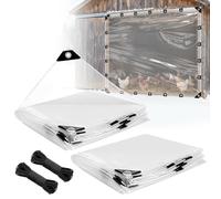 Lonas transparentes de 8 x 10 pies, 2 lonas de polietileno gruesas de 12 mil antidesgarros, resistente, impermeable, transparente, con cuerda de ojales para cubrir gallineros, invernaderos, plantas de