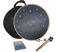 LONCHAN Tambor de lengua de acero - 14 pulgadas con 15 notas en forma de C, tambor de lengua para curación de sonido, meditación y relajación, con libro de música, mazos, púas de dedos, bolsa de