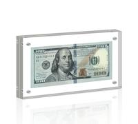 LONCHDAN Marco de exhibición de monedas acrílico de 7.8 x 3.9 pulgadas, marco de billetes de dólar, marco de moneda autónomo, soporte de billetes de dólar grueso, vitrina para billetes de dinero