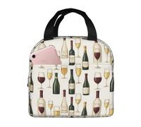 Lonchera aislada para mujeres y hombres, con estampado de vino tinto y champán, bolsa de almuerzo pequeña para mujeres, bolsa térmica para adultos, caja térmica para el trabajo, viajes, gimnasio con