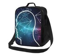 Lonchera aislada para mujeres y hombres, fiambrera con formas de teoría, lecciones de matemáticas, reutilizable, a prueba de fugas, con correa ajustable para el hombro, bolsas de almuerzo para el
