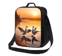 Lonchera aislada para mujeres y hombres, lonchera con gaviotas junto al lago en la puesta de sol, reutilizable, a prueba de fugas, con correa ajustable para el hombro, bolsas de almuerzo para el