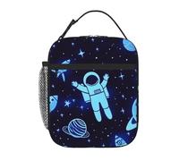 Lonchera con diseño de astronautas y naves espaciales para mujer, bolsa de poliéster para picnic, trabajo, viajes, playa o senderismo, bolsa de almuerzo aislada