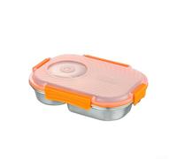 Lonchera de acero inoxidable con compartimentos divididos, a prueba de fugas, para tapa TRITAN, recipiente de comida apto para lavavajillas para adultos, uso doméstico y de oficina (naranja)