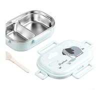 Lonchera de acero inoxidable con múltiples compartimentos y tapa a prueba de fugas, diseñada para estudiantes y niños preparando comidas (azul 2)