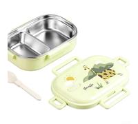 Lonchera de acero inoxidable con múltiples compartimentos y tapa a prueba de fugas, diseñada para estudiantes y niños preparando comidas (verde2)