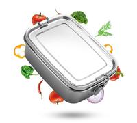 Lonchera de acero inoxidable, material metálico, gran capacidad, doble hebilla, 310 g, contenedor rectangular de alimenticio para estudiantes, escuela y trabajo