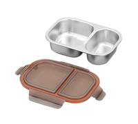 Lonchera de acero inoxidable para alimentos, 800 ml, a prueba de fugas, con 2 compartimentos, lonchera portátil para niños y adultos, escuela, trabajo, picnic, viajes, camping, soporte para aperitivos