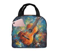 Lonchera de guitarra de acuarela para mujeres y hombres, colorida música, aislada, a prueba de fugas, bolsa térmica para comida, trabajo, escuela, picnic, senderismo