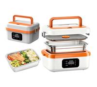 Lonchera eléctrica inalámbrica, 1 litro, con autocalentamiento, con bolsa de almacenamiento y tenedor de cuchara, caja bento portátil recargable de calentamiento rápido para oficina, viajes