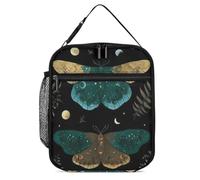 Lonchera Fantasy Moth Moon Black Dark Art resistente al agua para mamás.