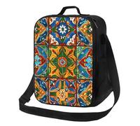 Lonchera mexicana de azulejos de cerámica para mujeres y hombres, lonchera aislada, reutilizable, a prueba de fugas, contenedores de alimentos, bolsa de comida para el trabajo, viajes al aire libre