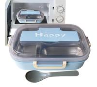 Lonchera Para Adultos - Hermética, Contenedor De Alimentos De 3 Secciones, Estuche Portátil Para Almacenar Comidas Con Juego De Cuchara Y Tenedor | Ideal Para La Oficina, Aula, Camping, Via