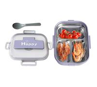 Lonchera Para Adultos - Hermética, Contenedor De Alimentos De 3 Secciones, Estuche Portátil Para Almacenar Comidas Con Juego De Cuchara Y Tenedor | Ideal Para La Oficina, Aula, Camping, Via