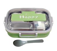 Lonchera Para Adultos - Hermética, Contenedor De Alimentos De 3 Secciones, Estuche Portátil Para Almacenar Comidas Con Juego De Cuchara Y Tenedor | Ideal Para La Oficina, Aula, Camping, Via