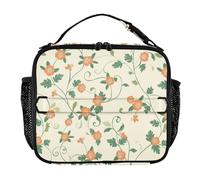 Lonchera para mujer, resistente al agua, mantiene la comida caliente y fresca, bolsa térmica para picnic, senderismo, camping, flores naranjas y verdes