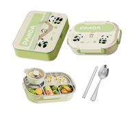 Lonchera Para Niños, Recipiente Para Aperitivos Infantil Con Compartimentos De Panda Y Capibara Caja De Aperitivos De Acero Inoxidable Contenedores De Alimentos Fiambreras Campus Para Parque Colegio