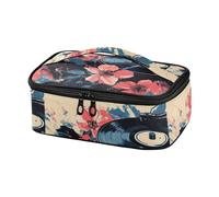 Lonchera retro con diseño floral y récord para niños, fiambreras con asa para comida