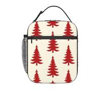 Lonchera roja con forma de árbol de Navidad para hombres y mujeres, bolsa térmica para el almuerzo, lonchera reutilizable, bolsa enfriadora con bolsillo frontal, bolsas para el almuerzo para hombres y