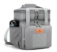 Lonchera táctica grande expandible para adultos, bolsa de almuerzo aislada duradera con mucho espacio de almacenamiento, bolsa más fresca para hombres y mujeres, trabajo al aire libre, viaje de picnic, 16 L, gris claro, HSHRISH