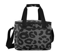 Lonchera térmica con forro de PEVA, diseño de leopardo y guepardo blanco y gris